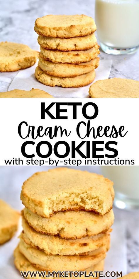 These Keto Cream Cheese Cookies are soft, chewy, and delightfully sweet, making them the perfect low-carb treat. Made with just a few simple ingredients, including cream cheese for a rich, buttery flavor, these cookies are easy to whip up and ideal for satisfying your sweet tooth while sticking to a keto diet. With no added sugars and minimal carbs, they fit perfectly into any low-carb lifestyle. Enjoy these delicious cookies as a quick snack or a delightful dessert! Keto Cream Cheese Cookies, Cheese Cookies Recipe, Cream Cheese Cookie Recipe, Keto Cream Cheese, Almond Flour Cookies, Keto Cream, Gluten Free Cookie Recipes, Low Carb Easy, Sugar Free Cookies