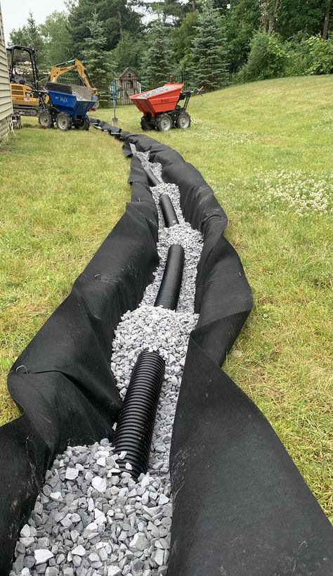 French Drain Diy, Drainage Solutions Landscaping, Foundation Drainage, Yard Drain, French Drain Installation, French Drain System, Landscape Drainage, Backyard Drainage, Yard Drainage