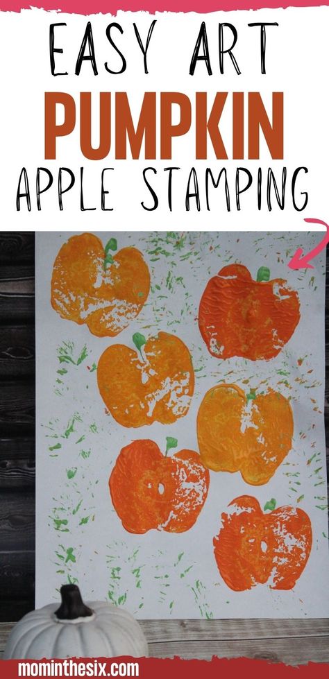 Painting With Apples, Fall Art Activities, Pumpkin Patch Painting, Art Activities For Preschoolers, Apple Stamping, Stamp Painting, Fall Crafts For Toddlers, Preschool Crafts Fall, Preschool Fall