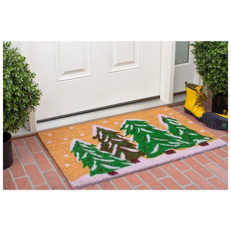 The Holiday Aisle Winter Wonderland 29 in. x 17 in. Non-Slip Outdoor Door Mat & Reviews | Wayfair Doormat Ideas, Fall Crafting, Snow Covered Trees, Door Decor Ideas, Entrance Ways, Outdoor Door, Coir Doormat, Thanksgiving And Christmas, Door Makeover