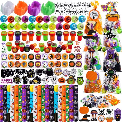 PRICES MAY VARY. Value Set: Halloween Party Favor set of 24 goodie bags with 7 toys inside and Halloween themed gift tag with 8 different designs. Toys include Vampire Teeth, Bouncy Balls, Spiders, Halloween Stamps, Stickers, Slap Bracelets, Foam Stickers (Random Mixed, Colors May Vary) Halloween Gift: These unique kids Halloween favors set brings excitement to the occasion. Halloween bag with mini toys pack is perfect for Trick or Treat, Halloween Prizes, Halloween presents, Class Exchange, Hal School Goodie Bags Halloween, Halloween Party Treat Bags, Halloween Goody Bags, Halloween Baggies For Students, Boo Bags, Halloween Glove Treat Bags, Halloween Candy Glove Treats, Halloween Candy Glove Treat, Halloween Party Prizes