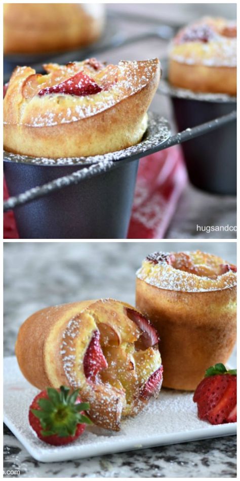 Strawberry Popovers Sweet Popovers Recipes, Strawberry Popovers, Perfect Popovers, Popover Recipes, Popovers Recipes, Popovers Recipe, Nutella Pie, Popover Recipe, Strawberry Scones