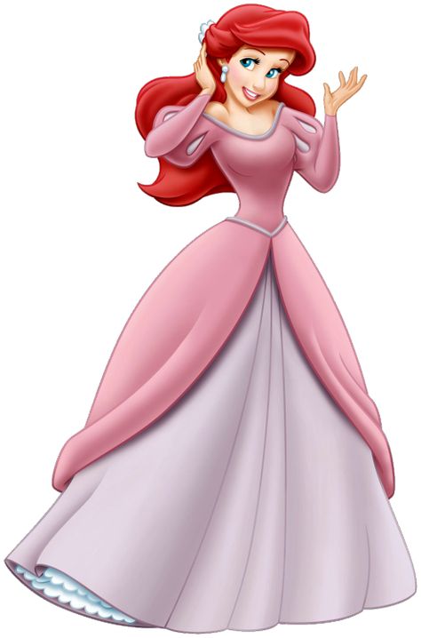 Ariel Images, Ariel Pink Dress, Ariel Wedding Dress, Ariel Silhouette, Ariel Pink, Seafoam Dress, Disney Princess Png, Burgundy Wig, Disney Cake Toppers