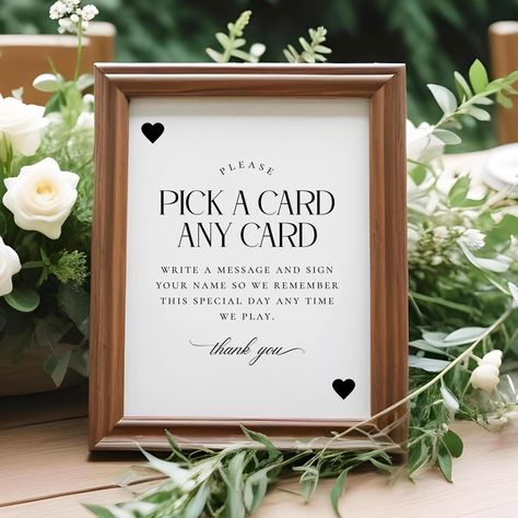 PRINTABLE Playing Card Guest Book sign, wedding, unique, fun activity, hearts, modern, minimalist, instant download, non-editable, 8x10 Card Guest Book, Personalized Deck Of Cards, Guest Book Sign Wedding, Printable Playing Cards, Wedding Unique, Guest Book Sign, Guest Book Alternatives, Sign Wedding, Cards Sign