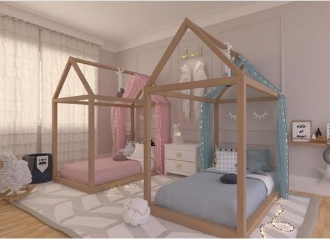 Twin Girl Bedrooms, Boy And Girl Shared Bedroom, Kids Shared Bedroom, Shared Girls Bedroom, Toddler Bedroom Girl, Kids Room Interior Design, Boy Girl Room, Toddler Girl Room, Baby Boy Room Decor