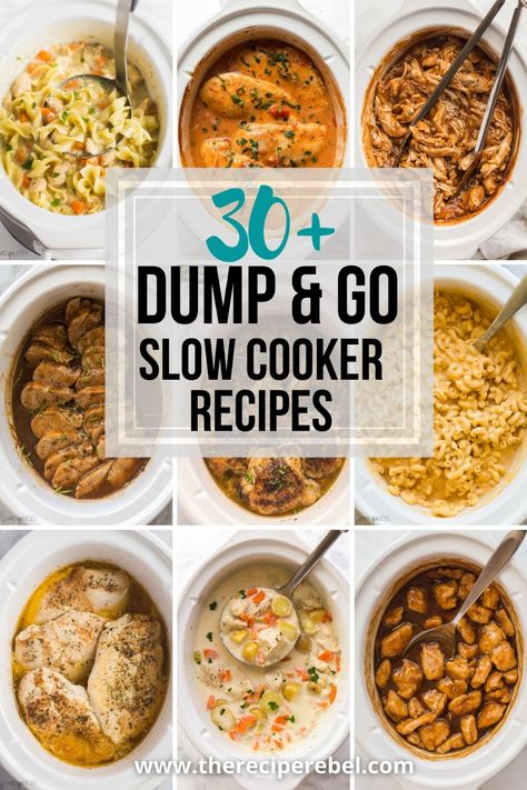 beforehand — simply throw it in and walk away! Easy crock pot dump meals for busy weeknights and back to school! Chicken, beef, pork, or vegetarian — there’s something for everyone! #slowcooker #crockpot | easy crockpot meals | slow cooker recipes | crock pot recipes | slow cooker dinners | dinner ideas | slow cooker soup | crockpot chicken Crockpot Dump Recipes, Easy Crockpot Dinners, Easy Dinner Recipes Crockpot, Slow Cooker Beef Stew, Slow Cooker Dinner, Easy Slow Cooker Recipes, Healthy Crockpot, Dinner Recipes Crockpot, Crockpot Recipes Slow Cooker