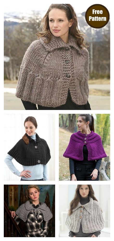 Classic Capelet Free Knitting Pattern Outlander Knitting Patterns Free Shawl, Knitted Poncho Patterns Free Easy, Outlander Knitting Patterns Free, Cape Pattern Free, Caplet Pattern, Capelet Knitting Pattern, Crochet Capelet Pattern, Knitted Cape Pattern, Crochet Caplet