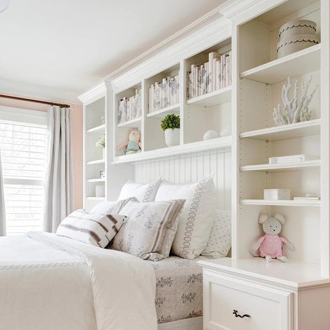 Curated Home Library Multiple Rooms and Collections - Full Custom - Ge Custom Library, Bedroom Library, Girls Bedroom Colors, Library Bedroom, Children's Library, Built In Bed, Room Library, Bedroom Color Schemes