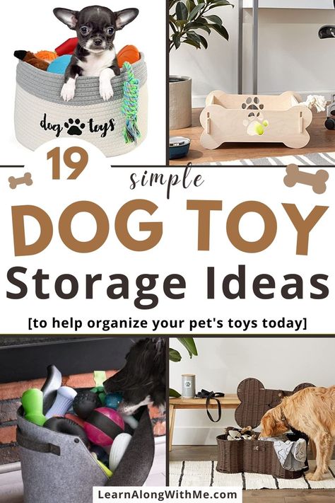 Tired of tripping over your dog's toys? 🐶 Our list of dog toy storage ideas will solve your problem and keep your furry friend's toys organized and accessible. From stylish baskets to doggie toy boxes, these ideas are both practical and visually appealing. (Well most of them anyway) 

Click to read more and discover how to keep your home neat and your pup happy with these clever storage solutions! 🐾🧡 

#DogToyStorage  #dogtoystorageideas #dogOrganization #DIYDogProjects   #DogToys Toy Box For Dogs, Dog Toy Bin Ideas, Diy Dog Toy Storage Ideas, Puppy Toy Basket, How To Store Dog Stuff, Pet Toy Storage Ideas, Dog Toy Basket Ideas, Diy Dog Storage Ideas, Dog Toy Basket Living Rooms