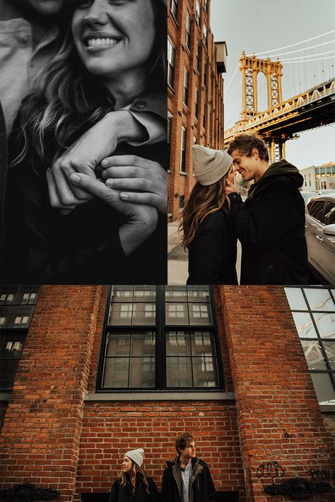 Couple Photoshoot City Picture Ideas, Nyc Couples Photoshoot, Urban Couple Photoshoot, Lover Photoshoot, Brooklyn Winter, Nyc Photoshoot Ideas, Date Photoshoot, New York Photo Ideas, Nyc Couple