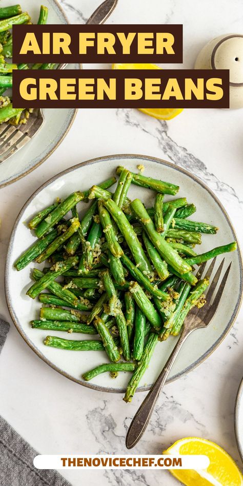 Air Fryer Green Beans are easy, quick and tasty! With garlic and lemon juice, they have a bright, fresh flavor and light, crispy crunch. Ready in 20 minutes! Green Beans Benefits, Air Fryer Green Beans, Air Fried Green Beans, Easy Green Beans, Fried Green Beans, Cooking Green Beans, Healthy Side Dish, Thanksgiving 2024, Frozen Green Beans