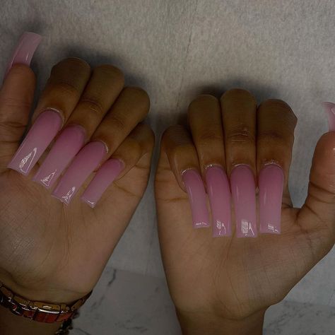 Medium Length Curved Nails, Slight Curved Acrylic Nails, Cotton Candy Acrylic Nails, Basic Full Set Nails, Pink Curved Nails, Basic Nail Sets, Square Curved Nails, Curved French Tip Nails, Curved French Tip