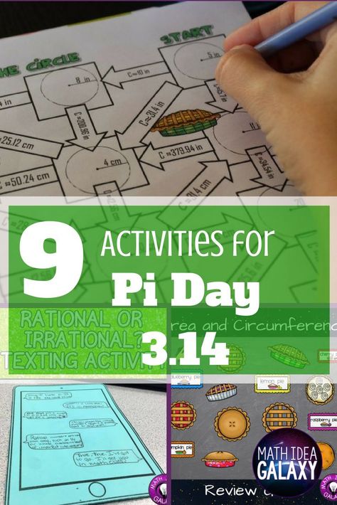 Fun, easy to use resources & ideas for celebrating Pi Day! Includes free downloads. 3.14 forever! Pi Day Activities Middle School, Pi Day Activities For High School, Pi Day Decorations, Pi Day Games, Pi Day Ideas, Pi Activities, Middle School Geometry, Pi Day Activities, Free Math Resources