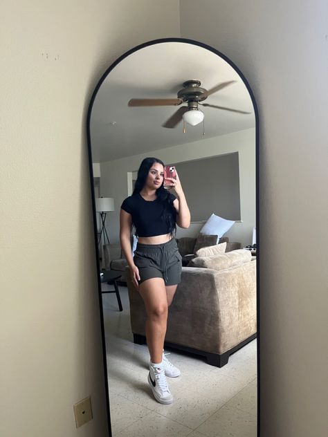 Comfy outfit, nikes, nike blazers, errands outfit IG & Tiktok: Adritrez Nike Blazers Women Shorts, Workout Outfits With Nike Blazers, Nike Blazer Fir, Nike Blazor, Nike Alter And Reveal Blazers, Nike Blazers Outfit Ideas, Outfits With Nike Blazers, Nikes Nike, Nike Blazer Outfit