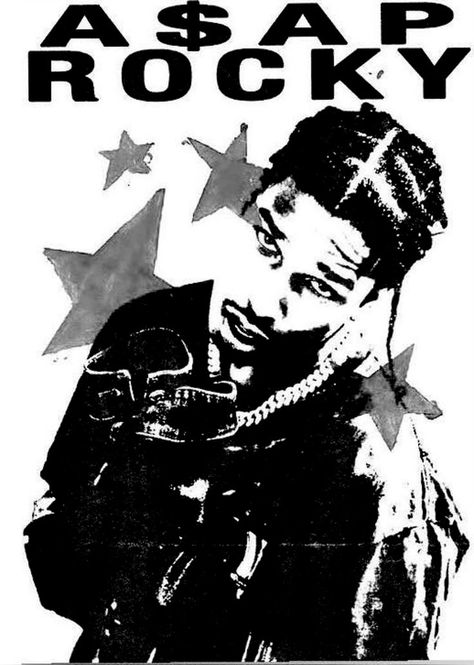 Asap Rocky Poster, Rocky Poster, Lil Peep Hellboy, Face Stencils, Wall Pics, Black And White Stickers, Music Poster Design, Vintage Poster Design, Trippy Wallpaper