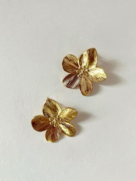 Jewelry With Wire, Gold Flower Earrings, Make Jewelry, Floral Jewelry, Jewelry Accessories Ideas, Classy Jewelry, Jewelry Essentials, Jewelry Lookbook, Fancy Jewelry