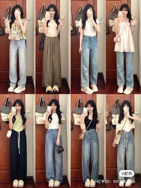 Korean Fashion Summer Street Styles Seoul Cute Outfits, Basic Girly Outfits, Korea Summer Outfit, Japanese Fashion Minimalist, Xiaohongshu Outfits, Minimalist Korean Fashion, Korean Outfits Ideas, Smart Casual Women Outfits, Neat Casual Outfits