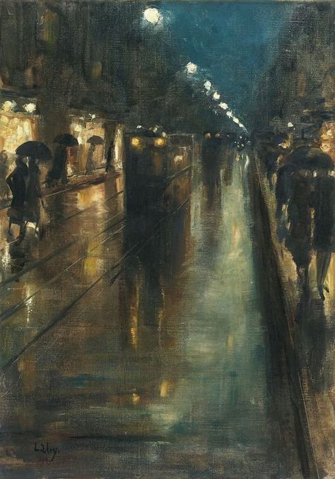 Imagen insertada 1920s Paintings, Lesser Ury, Night Street, My Funny Valentine, Arte Inspo, Ethereal Art, Classical Art, Street Scenes, New Wall