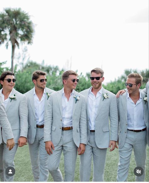 Beach Wedding Groom Attire Grey, Wedding Male Suit, Grey Suit Beach Wedding, Grooms Suit Colors, Pale Blue Groomsmen Suits, Men’s Wedding Suit Colors, Men’s Suits Wedding Summer, Coastal Groomsmen Attire, Beachy Groomsmen Attire