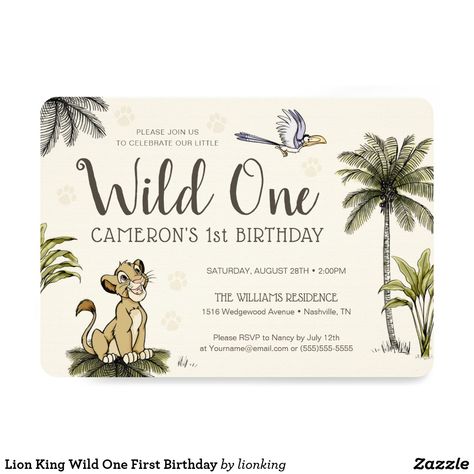 Lion King Wild One First Birthday Invitation The Lion King Birthday Party, The Lion King Birthday, Lion King Birthday Party, Lion King Invitation, Third Birthday Invitations, Wild One First Birthday, Lion King Baby Shower, Lion King Birthday, Disney Baby Shower