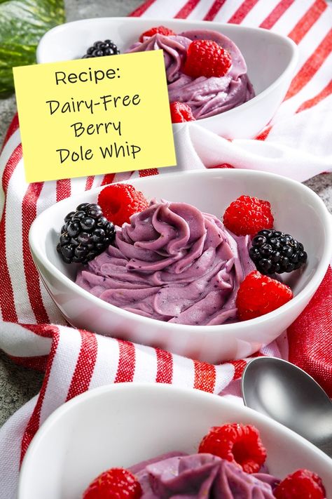 Vegan Dole Whip, Dairy Free Dole Whip Recipe, Raspberry Dole Whip Recipe, Dole Whip Recipe Dairy Free, Strawberry Dole Whip Recipe, Peanut Free Desserts, Dole Recipes, Grandma Camp, Dole Whip Recipe