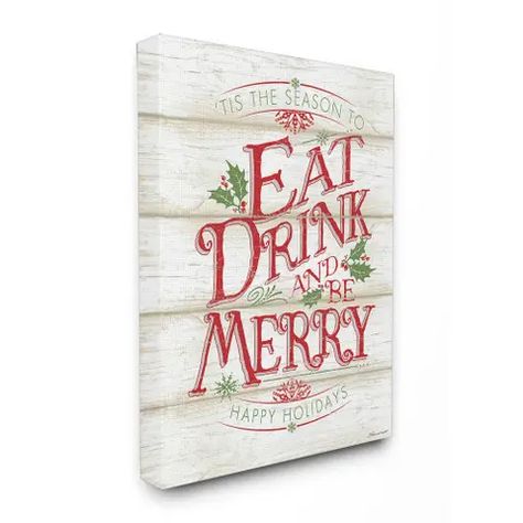 Christmas Decorations | Find Great Christmas Deals Shopping at Overstock Storing Christmas Decorations, Eat Drink And Be Merry, Farmhouse Style Christmas, Yarn Flowers, Merry Happy, Be Merry, Stretched Canvas Wall Art, Christmas Canvas, Christmas Wall Decor