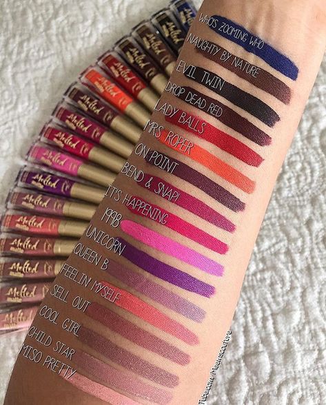 Lovely swatches of our NEW Melted Matte Lipstick on @meemscouture! #regram #getmelted #toofaced Colorstay Lipstick, Too Faced Melted Matte, Too Faced Melted, Lipstick Swatches, Too Faced Makeup, Kesha, Makeup Swatches, August 19, Lip Art