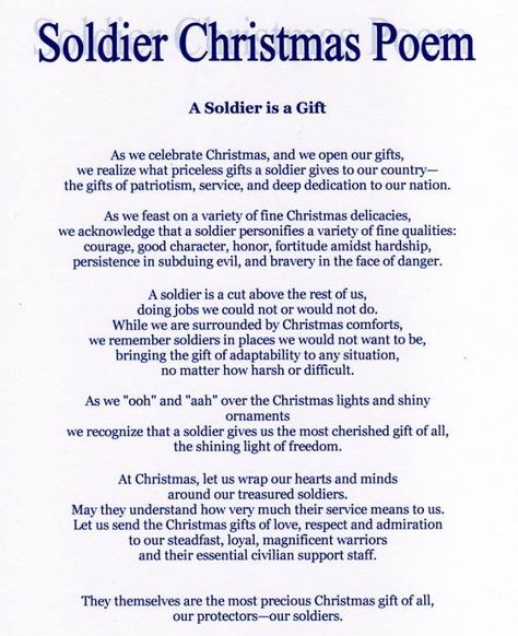 Soldier Poem, Military Christmas, Christmas Soldiers, American Legion, Mom Ideas, Christmas Letter, Army Mom, Christmas Messages, Military Veterans