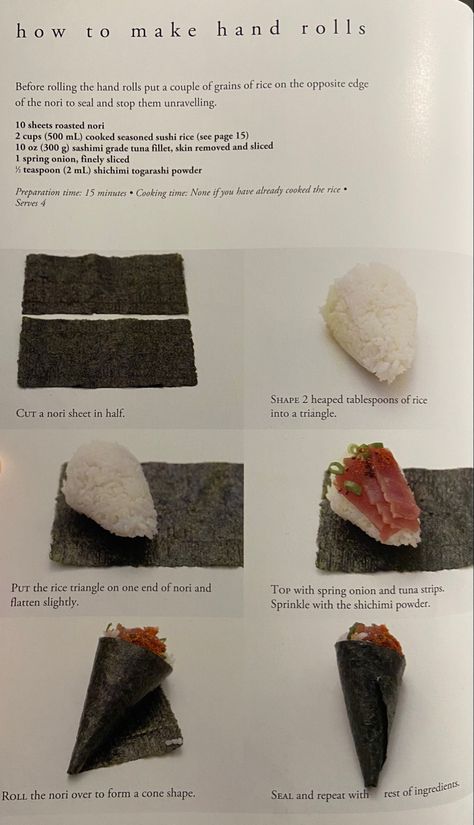 How to make hand rolls Nori Hand Rolls, How To Make Maki Rolls, Sushi Hand Rolls, Easy Sushi Rolls, Thanksgiving Platter, Sushi Recipes Homemade, 2023 Recipes, Easy Sushi, Food Japan