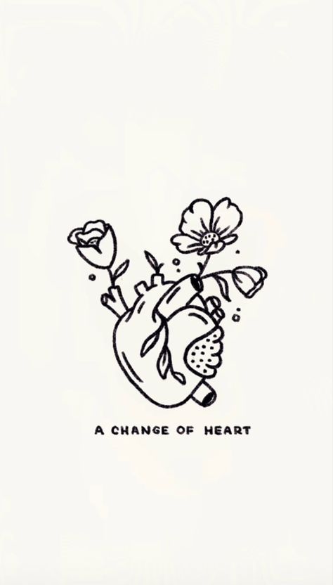 Growing Heart Tattoo, A Change Of Heart The 1975 Tattoo, Change Of Heart Tattoo, Carnation Flower Heart Tattoo, Heart Made Out Of Flowers Tattoo, Changing Tattoo, Self-love Tattoo Heart, Totebag Painting, A Heart Tattoo