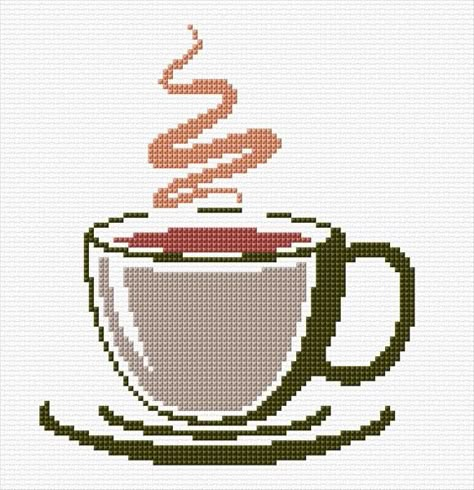 Cross Stitch Coffee, Fillet Crochet Charts, Stitch Coffee, Cross Stitch Calculator, Cross Stitch Letters, Nature Cross Stitch, Disney Cross Stitch, Stitch And Angel, Cross Stitch Patterns Flowers