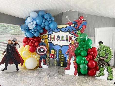 Marvel Birthday Party Decorations, Iran Man, Avenger Party, Superhero Balloons, Superhero Backdrop, Avengers Birthday Party Decorations, Avengers Decorations, Princess Balloons, Marvel Birthday Party