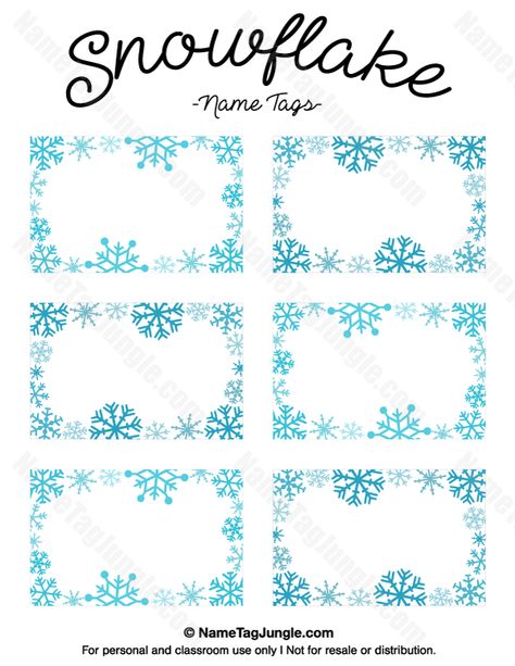 Printable Snowflake Name Tags Winter Cubby Tags, Snowflake Name Tags, Blank Gift Tag Template, Cubby Name Tags, Gift Tag Template Printable, Cubby Tags, Snowflake Gift Tags, Name Tag Templates, Christmas Name Tags