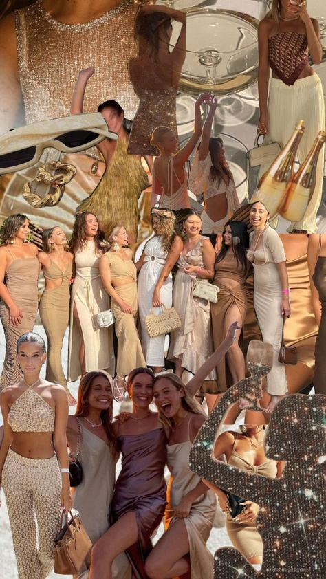 #myfirstshuffle Espresso Martini Outfit Theme, Jungle Bachelorette Party Outfit, Golden Gals Bachelorette, Metallic Bachelorette Outfit, Gold Rush Bachelorette, Nude Bachelorette Party Theme, Brown Bachelorette Theme, Tulum Bachelorette Party Outfit, Gold Rush Bachelorette Party