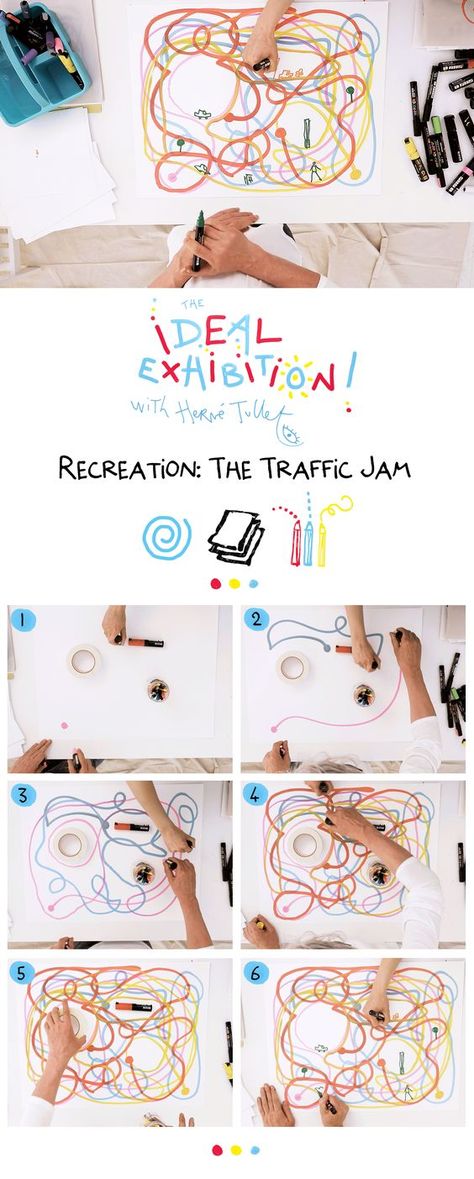 Recreation: The Traffic Jam - L'expo idéale Herve Tullet Activities, Herve Tullet Art, Blank Sheet Of Paper, Herve Tullet, Diy Kids Games, Traffic Jam, Class Activities, Camping Art, Activity Sheets