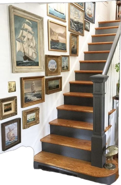 Picture Frames On The Wall, Wall Decor Picture Frames, Wall Photo Collage, Stairway Gallery Wall, Living Room Gallery Wall, Gallery Wall Staircase, Room Gallery Wall, Staircase Wall Decor, Upstairs Landing