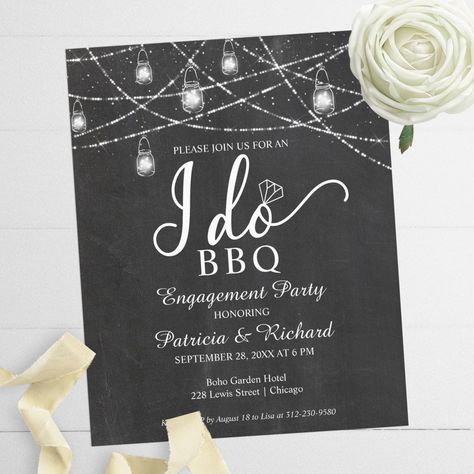 Budget Engagement Party, Engagement Party Budget, Chic Engagement Party, I Do Bbq Engagement Party, Engagement Party Bbq, Bbq Engagement Party, Kraft Invitation, Retro Wedding Invitations, I Do Bbq