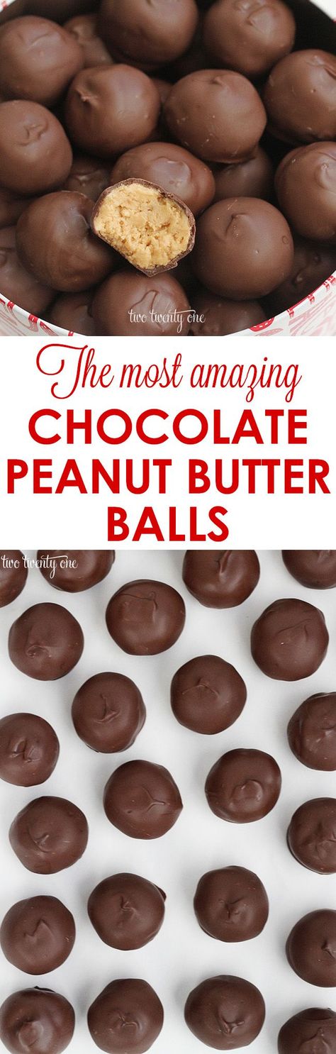 The most amazing chocolate peanut butter balls! Only 5 ingredients! Peanut Butter Balls Easy, Chocolate Peanut Butter Balls, Peanut Butter Balls Recipe, Butter Balls, Best Peanut Butter, Peanut Butter Balls, Peanut Butter Recipes, Balls Recipe, Butter Recipe