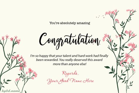 Write Name on Congratulations Card for Award Greeting Card Congratulation, Congraduation Card, Muscular System For Kids, Congratulations Card Design, Congratulations Graduate Card, Congratulations Letter, Graduation Congratulations Quotes, Recognition Quotes, Congratulations Words