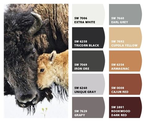 Cow Color Palette, Boho Lodge, Home Paint Color Palette, Moody Modern, Home Paint Color, Seeds Color, Color Palette Inspiration, Cow Colour, Home Paint