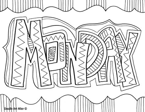 Monday Coloring Page Monday Coloring Pages, Classroom Doodles, Coloring Pages For Teenagers, Coloring Pages For Boys, Color Quotes, Days Of The Week, Printable Templates, Coloring Book Pages, Coloring Pictures