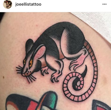 Rat Flash Tattoo, American Trad Sleeve, Rat Traditional Tattoo, Rat Tattoo Traditional, Rat Tattoo, Traditional Tattoo Flash Art, Traditional Tattoo Flowers, Traditional Tattoo Designs, Mouse Tattoos