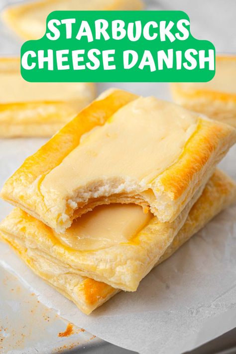 This Starbucks cheese danish is the most delicious cheese danish recipe. It's actually easy to make, too, and so much cheaper to make at home! Starbucks Danish Recipe, Copycat Starbucks Cheese Danish, Breakfast Danish Recipe, Starbucks Cheese Danish Recipe, Starbucks Cheese Danish, Breakfast Danish, Danish Recipes, Cheese Danish Recipe, Danish Recipe