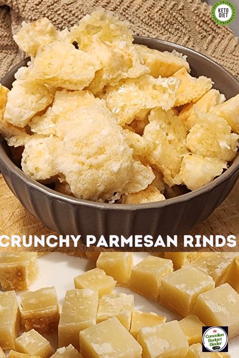 Magical Puffed Parmesan Rinds (Keto) - Canadian Budget Binder Parmesan Rinds Uses, What To Do With Parmesan Rind, Parmesan Rind Uses, Fathead Bread, Italian Pasta Sauce, Sugar Free Jam, Cheese Puff, Italian Party, Parmesan Rind