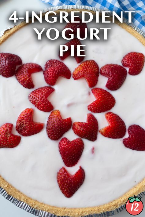 4-Ingredient Yogurt Pie | 12 Tomatoes Yogurt Pie Crust, Yogurt Pie No Bake, Frozen Yogurt Pie, Tomato Mousse, Cool Whip Yogurt Pie, 3 Ingredient Yogurt Cheesecake, Yogurt Pie Recipe, Strawberry Yogurt Pie, Cool Whip Pies