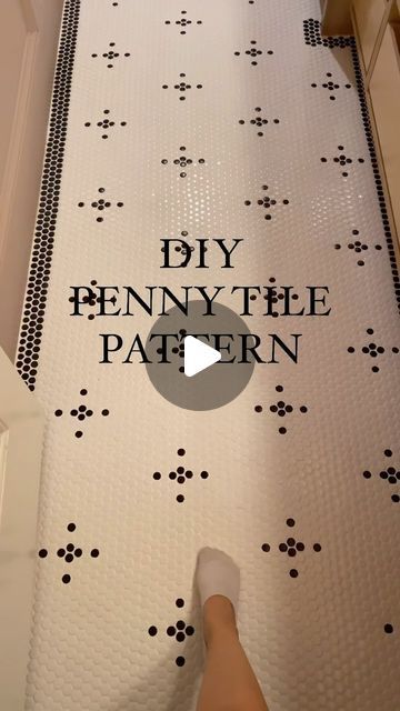 Meg Loren on Instagram: "Just some Saturday DIY inspo for you!  This penny tile pattern was so fun & easy to add to the girls’ bathroom remodel! Also, penny tile is the perfect touch for small spaces and can make a big impact! I almost considered doing another penny tile pattern in our laundry room 😍   Let me know what you think in the comments🫶🏻  #diy #beforeandafter #pennytile #bathroomremodel #remodel #pinkpaint #homedecor" Hexagon Penny Tile Bathroom Floor, Penny Tile Floor Pattern, Penny Backsplash Kitchen, Penny Tile Border, Penny Tile Patterns, Penny Tile Design, Penny Tile Bathroom, Penny Tile Floor, Penny Tile Bathroom Floor