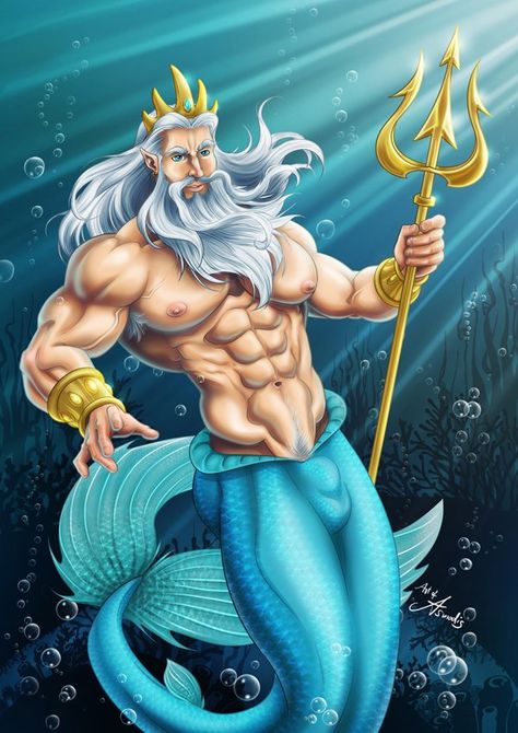 #ArtofAsmodis #KingTriton #Triton #TheLittleMermaid #Atlantica #WaltDisney #Disney #Trident Merman Fanart, Disney Dudes, Anthropomorphic Characters, Male Mermaid, King Triton, Male Fairy, Little Mermaid Live Action, Mermaid Man, Mermaid Images