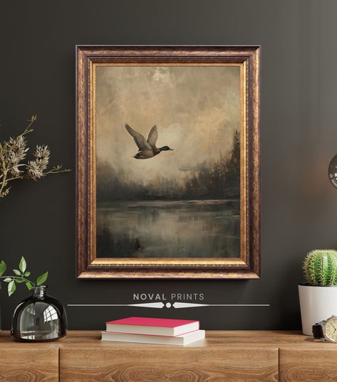 𝐏𝐑𝐈𝐍𝐓𝐀𝐁𝐋𝐄 𝐀𝐑𝐓 | Elevate your home ambiance with this vintage art print. Simply download, Print and Frame this beautiful antique Flying Duck painting. NovalPrints will only publish the unique outstanding printable vintage wall arts. This product is a digital download only. *📥 You Will Receive The Following 5 High-Quality Printable 🏞️300 dpi JPG File's For İnstant Download - ◆ "24x36" ◆ "24x32" ◆ "24x30" ◆ "22x28" ◆ "594x841MM" *1 Ratio 2x3 (24" x 36") You can print this size also in Vintage Duck Painting, Vintage Masculine Decor, Vintage Duck Hunting, Duck Printable, Duck Home, Duck Wall Art, Duck Painting, Flying Duck, Duck Pictures