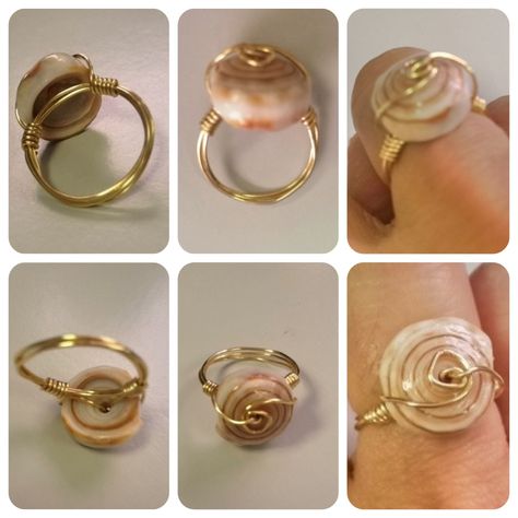 Shells Accessories, Shell Accessories, Sea Shells Diy, Shells Diy, Puka Shell, Shell Ring, Diy Rings, Wire Rings, Hand Made Jewelry