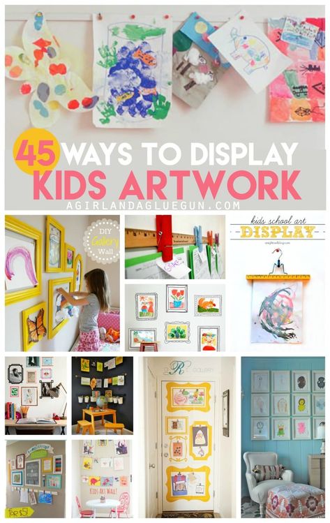 Hanging Kids Artwork On The Wall, Playroom Wall Art Diy, How To Hang Kids Art On Wall, Kids Artwork Display Ideas, Artwork Display Ideas, Kid Art Display, Frames For Kids Artwork, Ways To Display Kids Artwork, Preschool Art Display